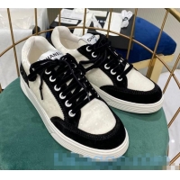 Discount Chanel Velvet Sneakers G36295 White/Black 2020