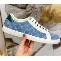 Luxury Classic Gucci GG Canvas Ace Sneakers 71412 Light Blue 2020