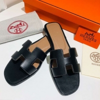 Top Design Hermes Oran Sandal in Original Leather H02156 Black