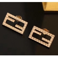 Good Quality Fendi Baguette FF Stud Earrings F2848 Gold 2020