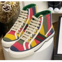 Top Grade Gucci Tennis 1977 High Top Sneakers in Rainbow Stripes 72015 2020