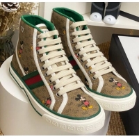 Good Quality Disney x Gucci Tennis 1977 High Top Sneakers with Web Beige 72018 2020