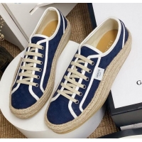 Good Quality Gucci GG Fabric Label Espadrille Sneakers 72020 Blue 2020