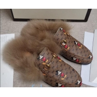 Best Grade Disney x Gucci Princetown Canvas Wool Slipper 81830 2020