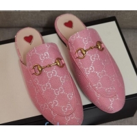 Lower Price Disney x Gucci Princetown GG Silver Lamé Slipper 475094 Pink 2020