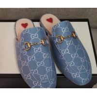 Low Price Disney x Gucci Princetown GG Silver Lamé Slipper 475094 Light Blue 2020