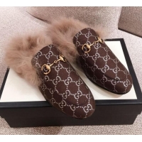 Sumptuous Gucci Princetown GG Silver Lamé Wool Slipper 00952 Brown 2020