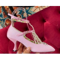 Discount Gucci Patent Leathe Mary Jane Pump/Ballerina with Pearl Tassel and Crystal Bow 91120 Pink 2020 