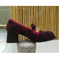 Stylish Gucci GG Wool Loafers with Chain 626594 Blue/Red 2020