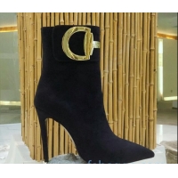 Good Quality Gucci Suede High-heel sHORT boots with Metal Buckle 92254 Dark Blue 2020