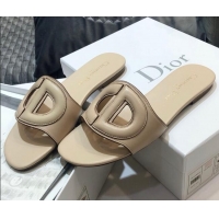 Buy Luxury Dior Calfskin D-CLUB Mule Flat Sandals 80161 Beige 2020