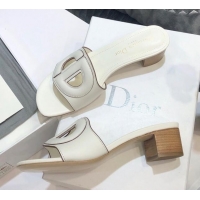 Best Product Dior Calfskin D-CLUB Mule Sandals With 4.5cm Heel 80166 White 2020