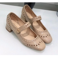 Discount Fashion Dior Perforated Calfskin CD Mary Jane Ballerinas 35mm Heel 80501 Nude 2020 