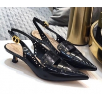 Luxury Hot Dior Boy-D Perforated Calfskin CD Slingback Pumps 40mm Heel 080512 Black 2020