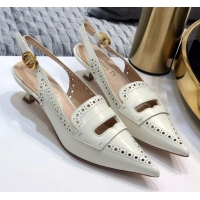 Practical Dior Boy-D Perforated Calfskin CD Slingback Pumps 40mm Heel 080512 White 2020