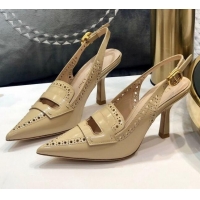 Classic Hot Dior Boy-D Perforated Calfskin CD Slingback Pumps 80mm Heel 080514 Nude 2020