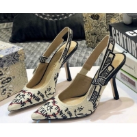 AAAAA Dior J'Adior Dioramour Graffiti Slingback Pumps 95mm Heel 80739