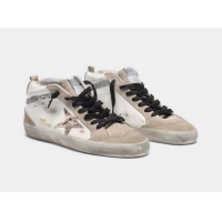 New Design Golden Goose GGDB Mid-Star Sneakers In Leather With Snakeskin-print Star And Glitter Inserts GGBD23