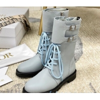 Stylish Dior D-Trap Wax Calfskin Short Boots with Double Buckles 92224 Grey 2020