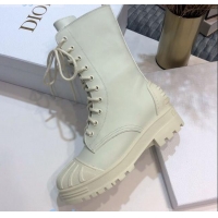 Perfect Dior D-Trap Wax Calfskin Short Boots with Double Buckles 92224 White 2020