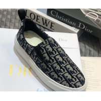 Best Price Dior Solar Slip-on Sneakers in Oblique Embroidered Velvet 92501 Blue 2020