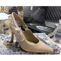 Discount Dior J'Adior Slingback Pumps 95mm in Metallic Thread Embroidered Cotton 92526 Nude 2020