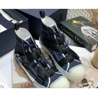 Sumptuous Dior B23 Nylon High-top Sneakers with Cross Straps 92529 Blue 2020