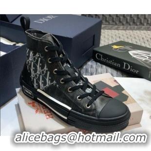 Good Quality Dior B23 High-top Sneakers in Black Oblique Canvas 92618