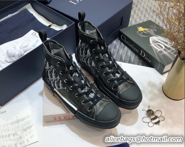 Good Quality Dior B23 High-top Sneakers in Black Oblique Canvas 92618