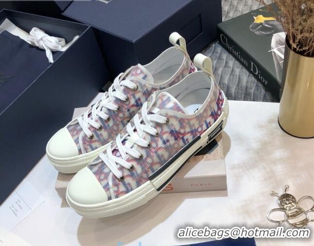 Luxury Dior B23 Low-top Sneakers in Red and Blue Pixellated Oblique Canvas 92639