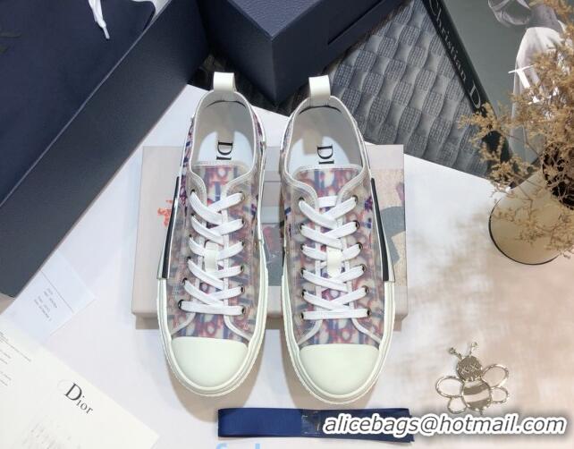 Luxury Dior B23 Low-top Sneakers in Red and Blue Pixellated Oblique Canvas 92639