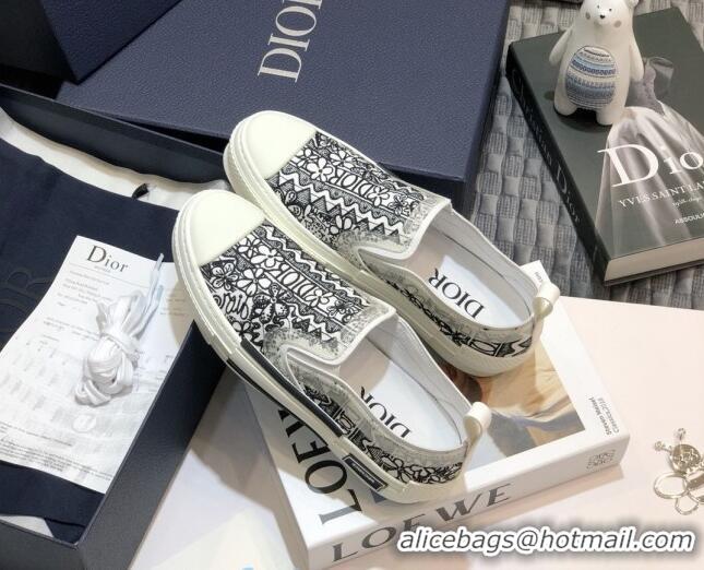 Top Quality Dior x Shawn B23 Slip-on Sneakers in White Embroidered Canvas 92647