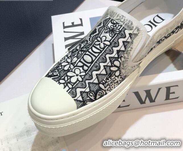 Top Quality Dior x Shawn B23 Slip-on Sneakers in White Embroidered Canvas 92647