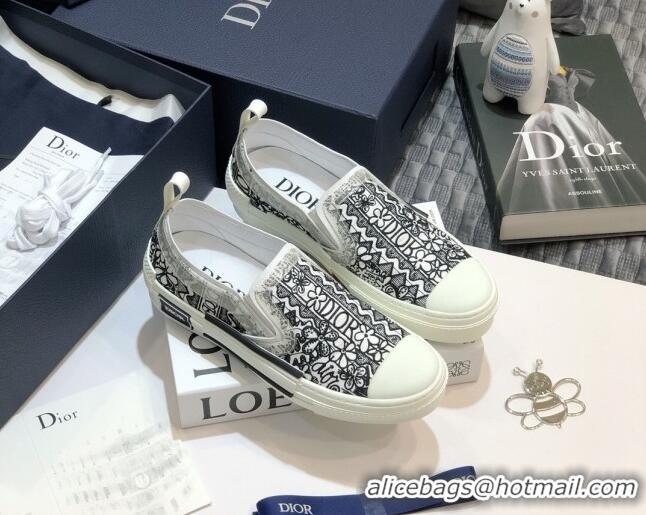 Top Quality Dior x Shawn B23 Slip-on Sneakers in White Embroidered Canvas 92647