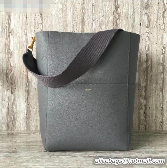 Best Fashion Celine Sangle Bucket Bag in Soft Grained Calfskin 189593 Grey