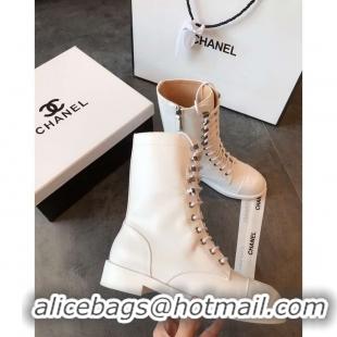 Top Grade Chanel Grade Quality Leather Boots C1152 All White