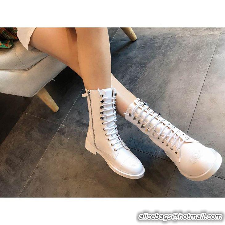 Top Grade Chanel Grade Quality Leather Boots C1152 All White