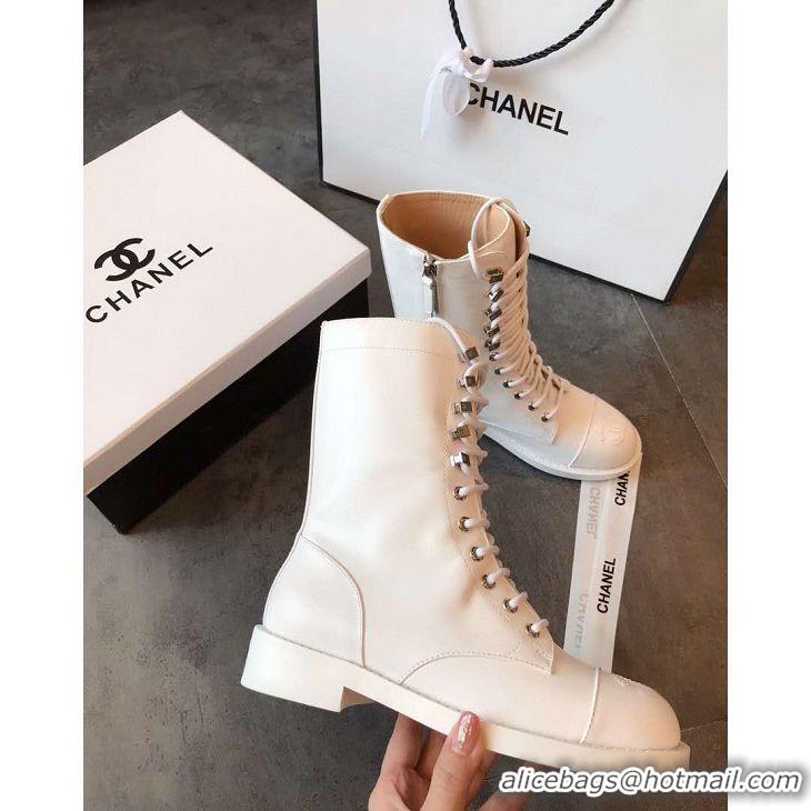 Top Grade Chanel Grade Quality Leather Boots C1152 All White