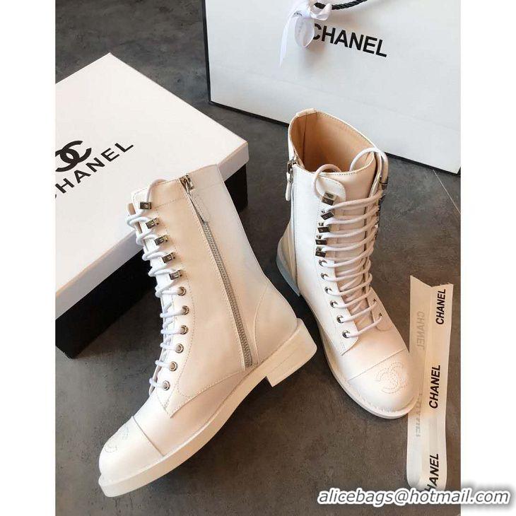 Top Grade Chanel Grade Quality Leather Boots C1152 All White