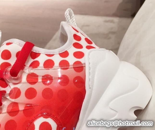 Best Product Dior D-Connect Dioramour Sneakers in White and Red Dotted Neoprene 92701 2020