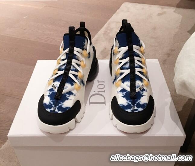 Popular Style Dior D-Connect Dioramour Sneakers in Blue Tie & Dior Printed Fabric 92704 2020