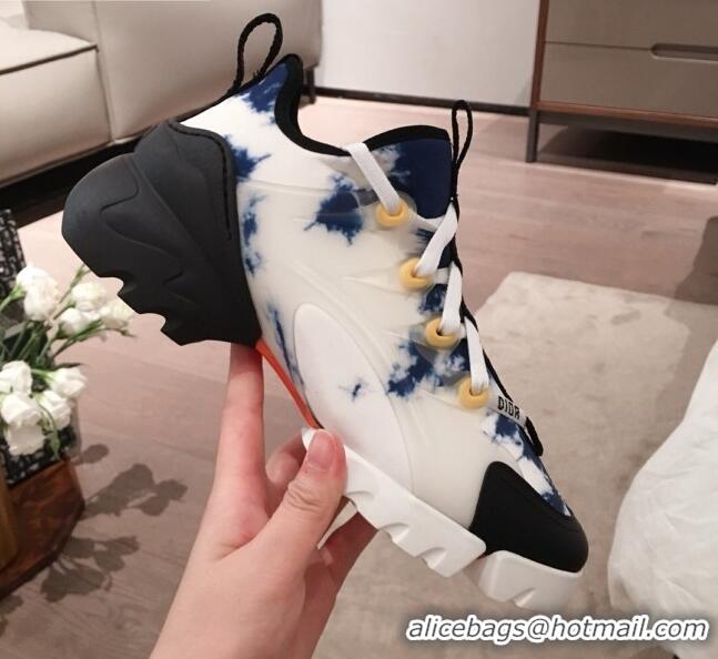 Popular Style Dior D-Connect Dioramour Sneakers in Blue Tie & Dior Printed Fabric 92704 2020