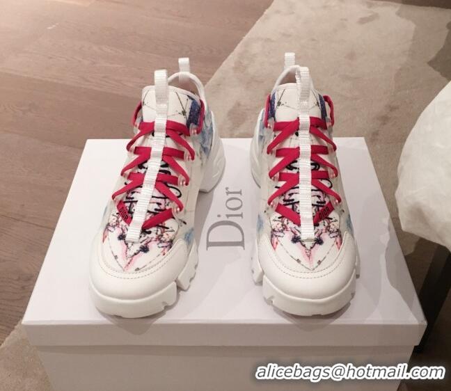 Good Looking Dior D-Connect Dioramour Sneakers in Blue Around the World Print Fabric 92705 2020