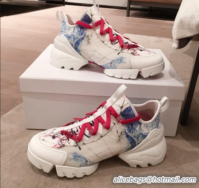 Good Looking Dior D-Connect Dioramour Sneakers in Blue Around the World Print Fabric 92705 2020