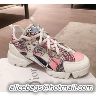 Elegant Dior D-Connect Dioramour Sneakers in Pink Print Fabric 92711 2020