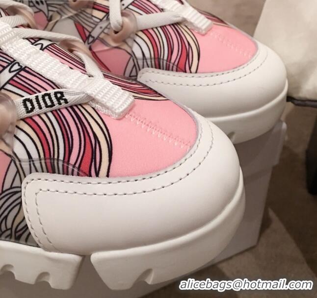 Elegant Dior D-Connect Dioramour Sneakers in Pink Print Fabric 92711 2020