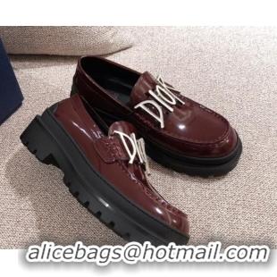 Stylish Dior x Shawn Platform Loafers 92714 Burgundy 2020