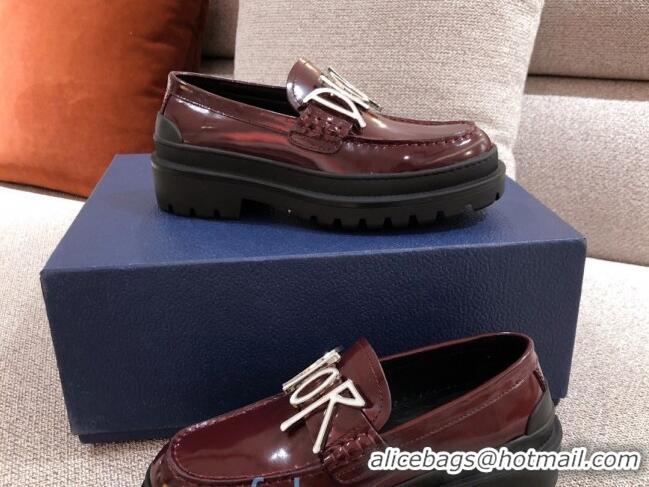 Stylish Dior x Shawn Platform Loafers 92714 Burgundy 2020