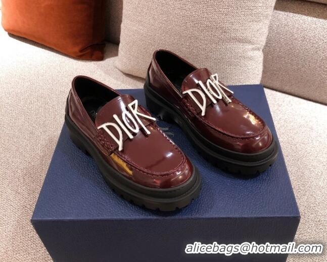 Stylish Dior x Shawn Platform Loafers 92714 Burgundy 2020