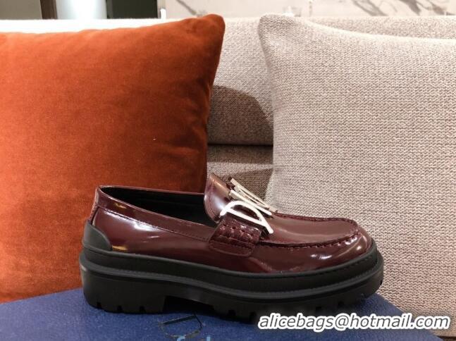 Stylish Dior x Shawn Platform Loafers 92714 Burgundy 2020